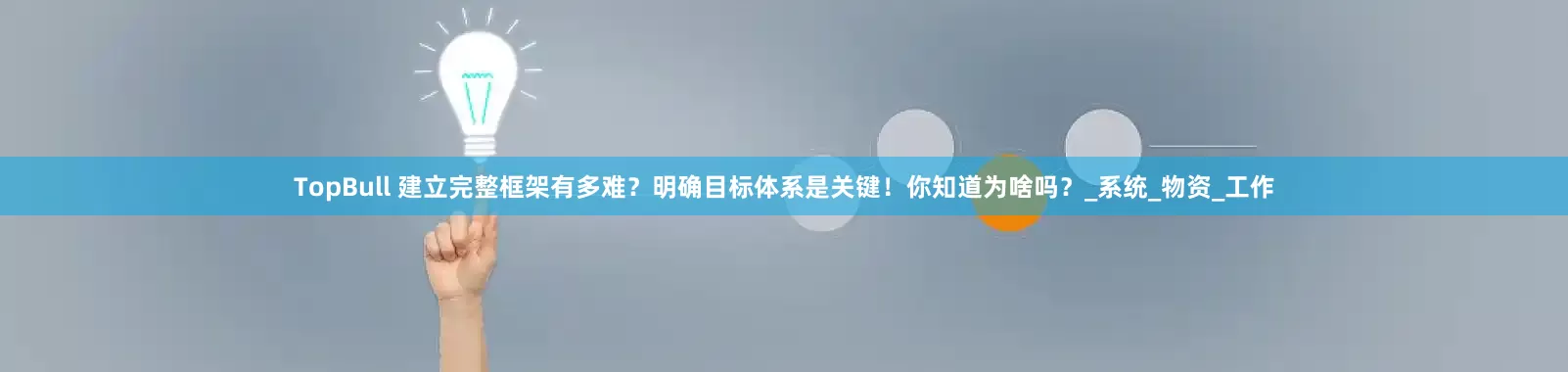 TopBull 建立完整框架有多难？明确目标体系是关键！你知道为啥吗？_系统_物资_工作